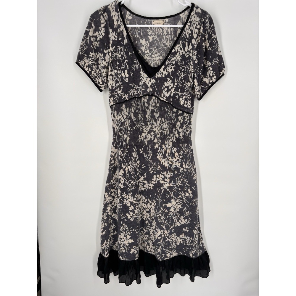 Viola Y2K Indie Dark Floral Babydoll Dress Wool Silk Boho Sz S Romantic Feminine